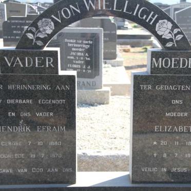 WIELLIGH Hendrik Efraim, von 1880-1970 &amp; Elizabeth 1889-1976