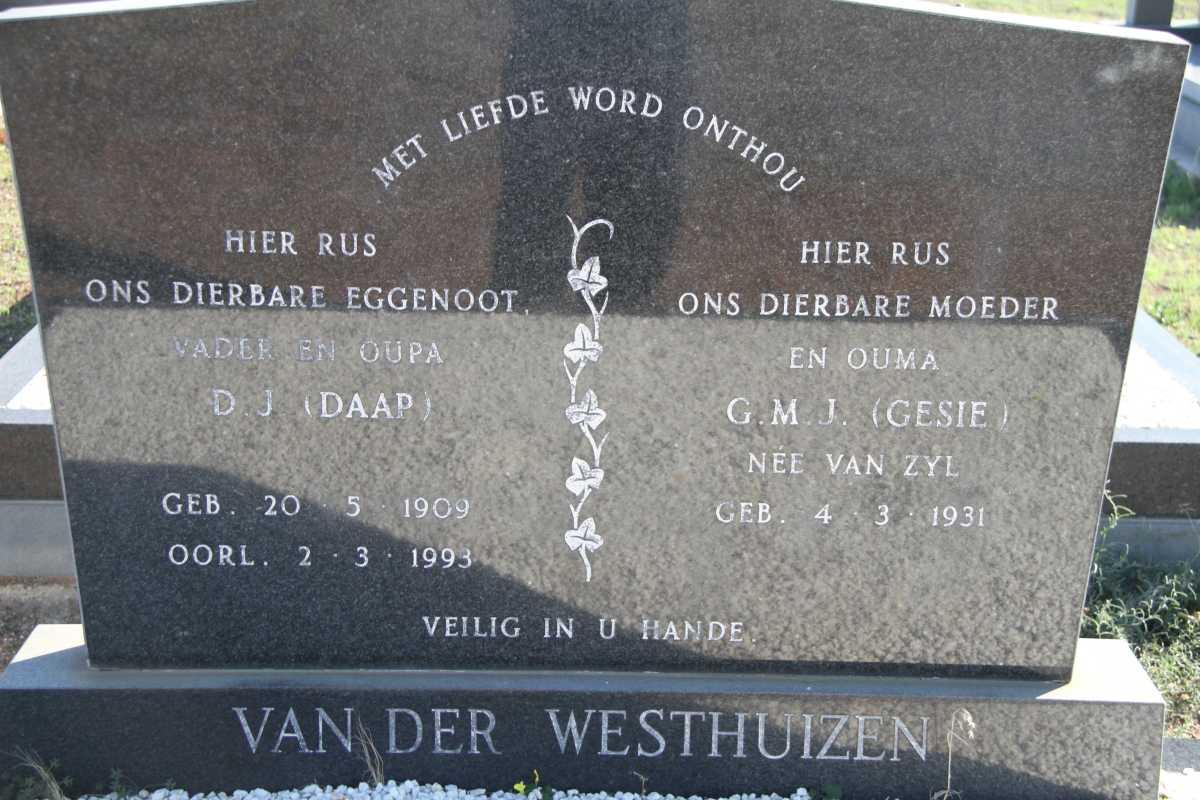 WESTHUIZEN D.J., van der 1909-1993 &amp; G.M.J.  VAN ZYL 1931-