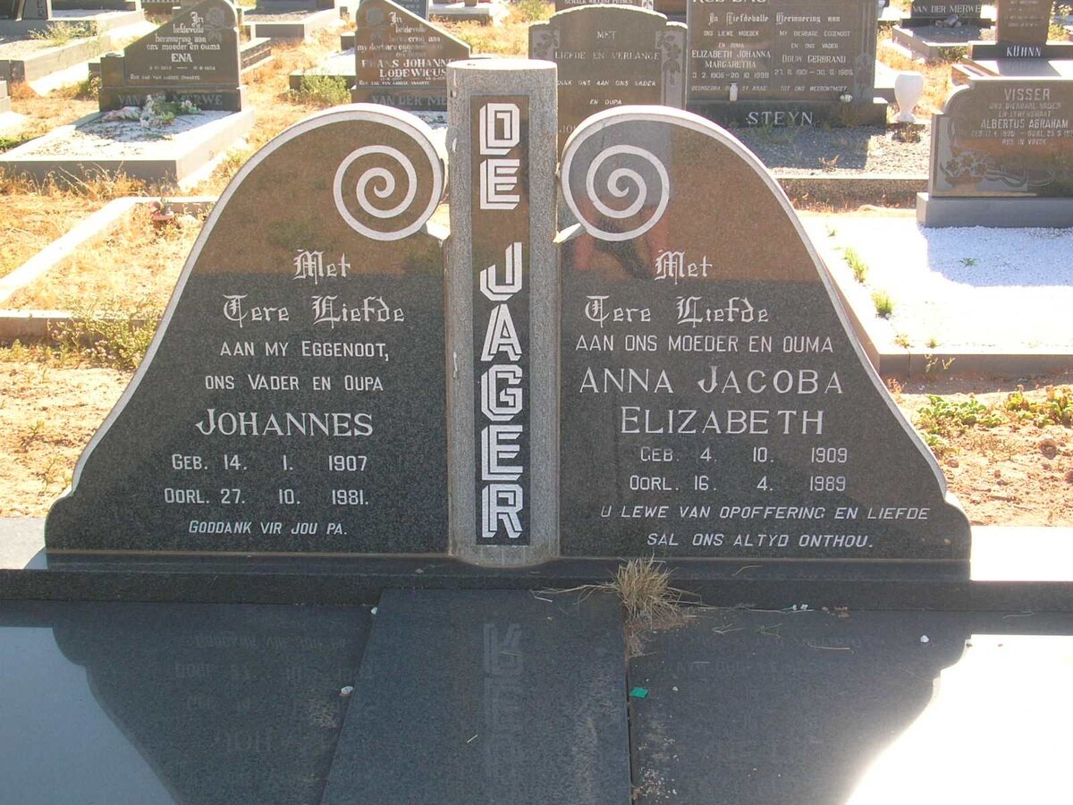 JAGER Johannes, de 1907-1981 &amp; Anna Jacoba Elizabeth 1909-1969