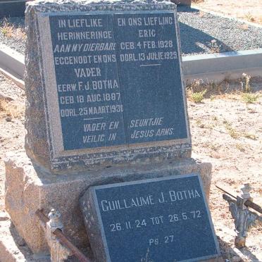 BOTHA F.J. 1887-1930, BOTHA Eric 1928-1929 :: BOTHA Guillaume J. 1924-1972