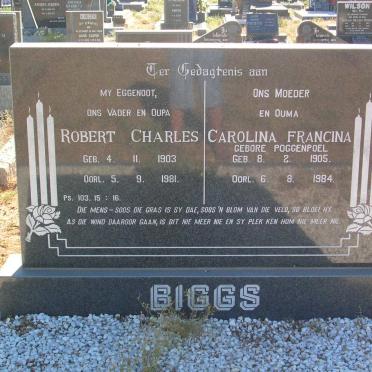 BIGGS Robert Charles 1903-1981 &amp; Carolina Francina POGGENPOEL 1905-1984