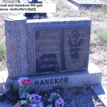 HANEKOM Albertus Jacobus 1894-1966