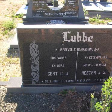 LUBBE Gert C.J. 1905-1979 &amp; Hester J.S. 1915-197?