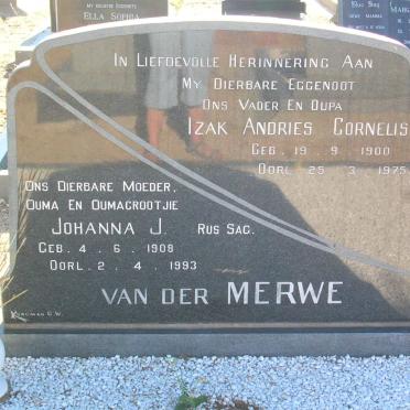 MERWE Izak Andries Cornelis, van der 1900-1975 &amp; Johanna J. 1908-1993