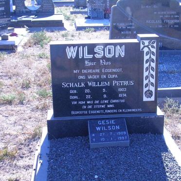 WILSON Schalk Willem Petrus 1903-1974 &amp; Gesie 1909-1997