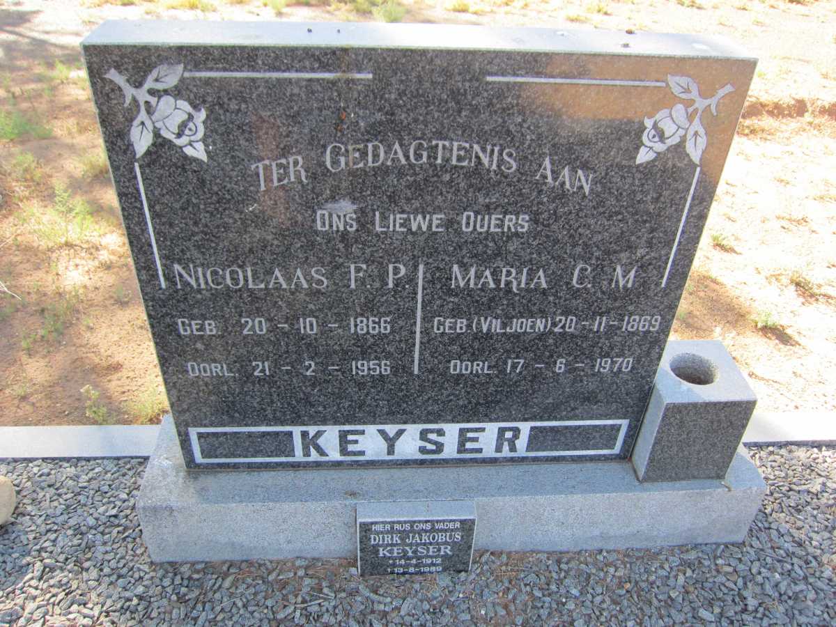 KEYSER Nicolaas F.P. 1866-1956 &amp; Maria C.M. VILJOEN 1869-1970 :: KEYSER Dirk Jakobus 1912-1989