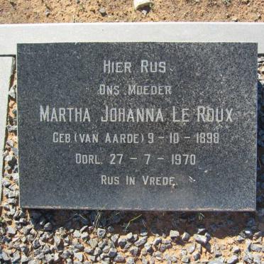 ROUX Martha Johanna, le nee VAN AARDE 1898-1970