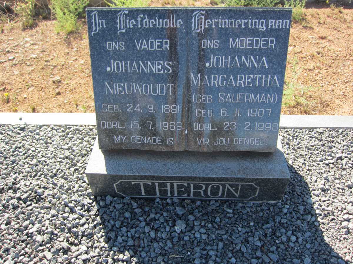 THERON Johannes Niewoudt 1891-1969 &amp; Johanna Margaretha SAUERMAN 1907-1998