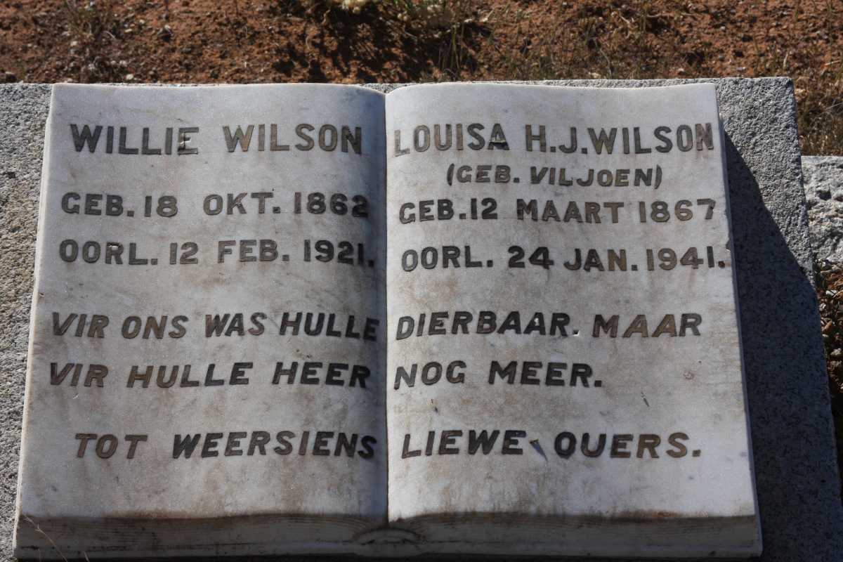 WILSON Willie 1862-1921 &amp; Louisa H.J. VILJOEN 1867-1941