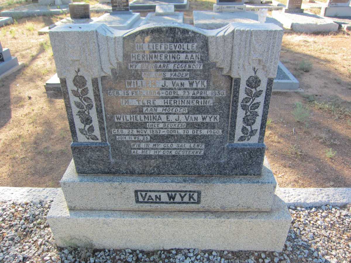 WYK Willem J., van 1884-1950 &amp; Wilhelmina E.J. BEUKES 1887-1960