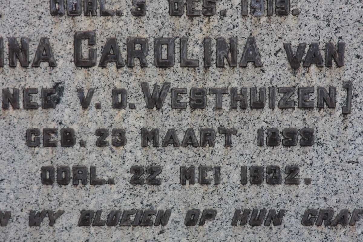 WYK Johanna Carolina, van nee v.d.WESTHUIZEN 1855-1932