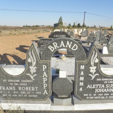 BRAND Frans Robert 1932-1989 &amp; Aletta Susanna Johanna 1934-2003