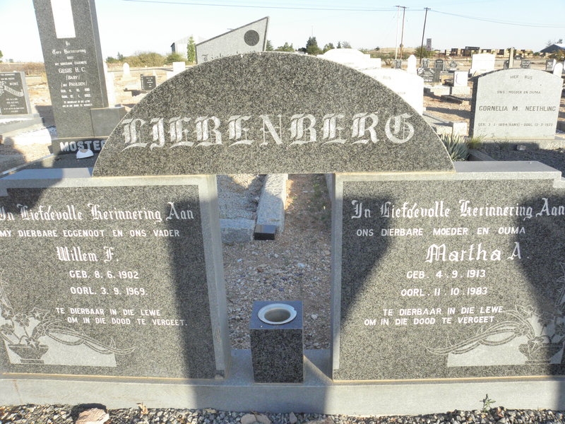 LIEBENBERG Willem F. 1902-1969 &amp; Martha A. 1913-1983