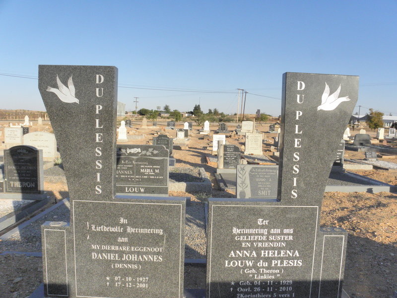 PLESSIS Daniel Johannes, du 1927-2001 &amp; Anna Helena Louw THERON 1929-2010 