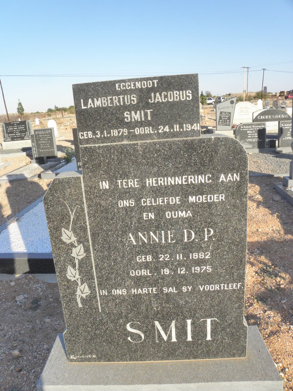 SMIT Lambertus Jacobus 1879-1841 &amp; Annie D.P. 1882-1975