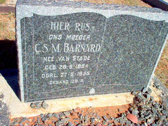 BARNARD C.S.M. nee VAN STADE 1864-1955
