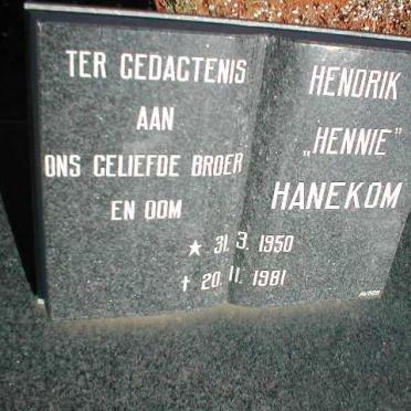 HANEKOM Hendrik J. 1950-1981