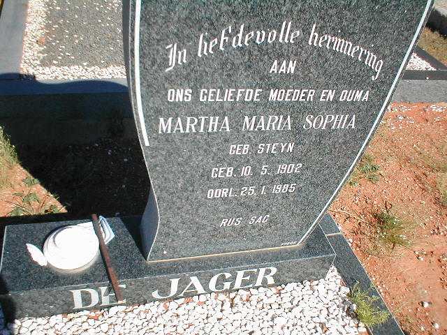 JAGER Martha Maria Sophia, de nee STEYN 1902-1985