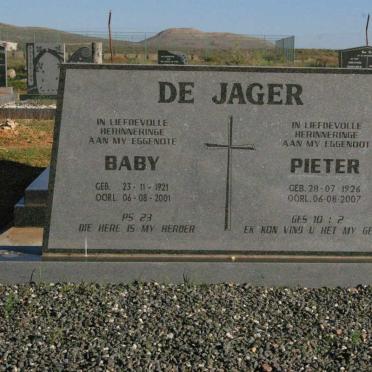 JAGER  Pieter, de 1926-2007 &amp; Baby 1921-2001