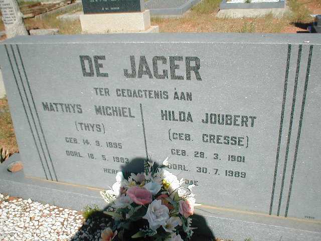 JAGER Matthys Michiel, de 1895-1983 &amp; Hilda Joubert GRESSE 1901-1989