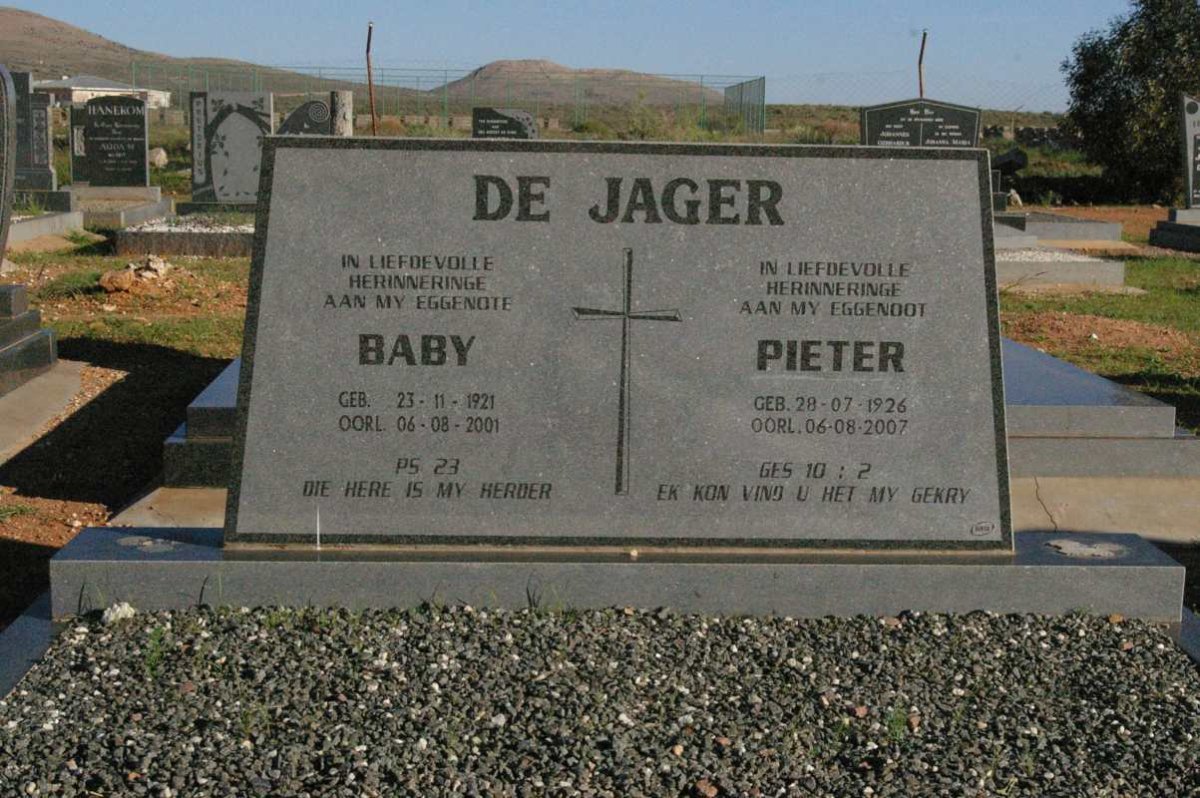 JAGER  Pieter, de 1926-2007 &amp; Baby 1921-2001