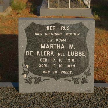KLERK Martha M., de nee LUBBE 1910-1994