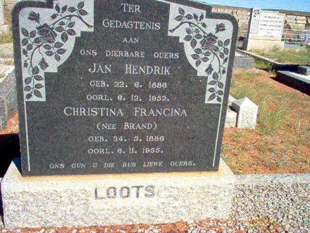 LOOTS Jan Hendrik 1886-1952 &amp; Christina Francina BRAND 1886-1955