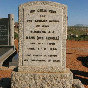 MANS Susanna J.J. nee KRUGEL 1889-1964
