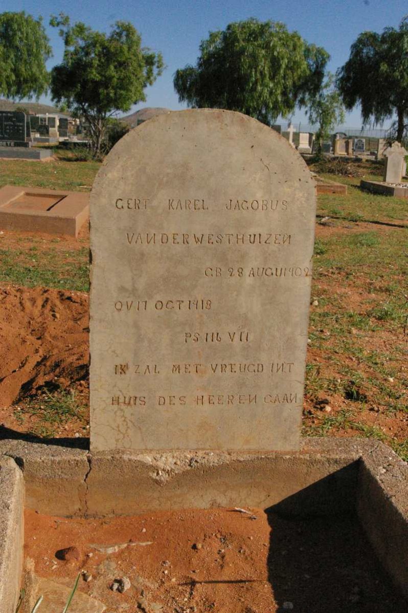 WESTHUIZEN Gert Karel Jacobus, van der 1902-1918
