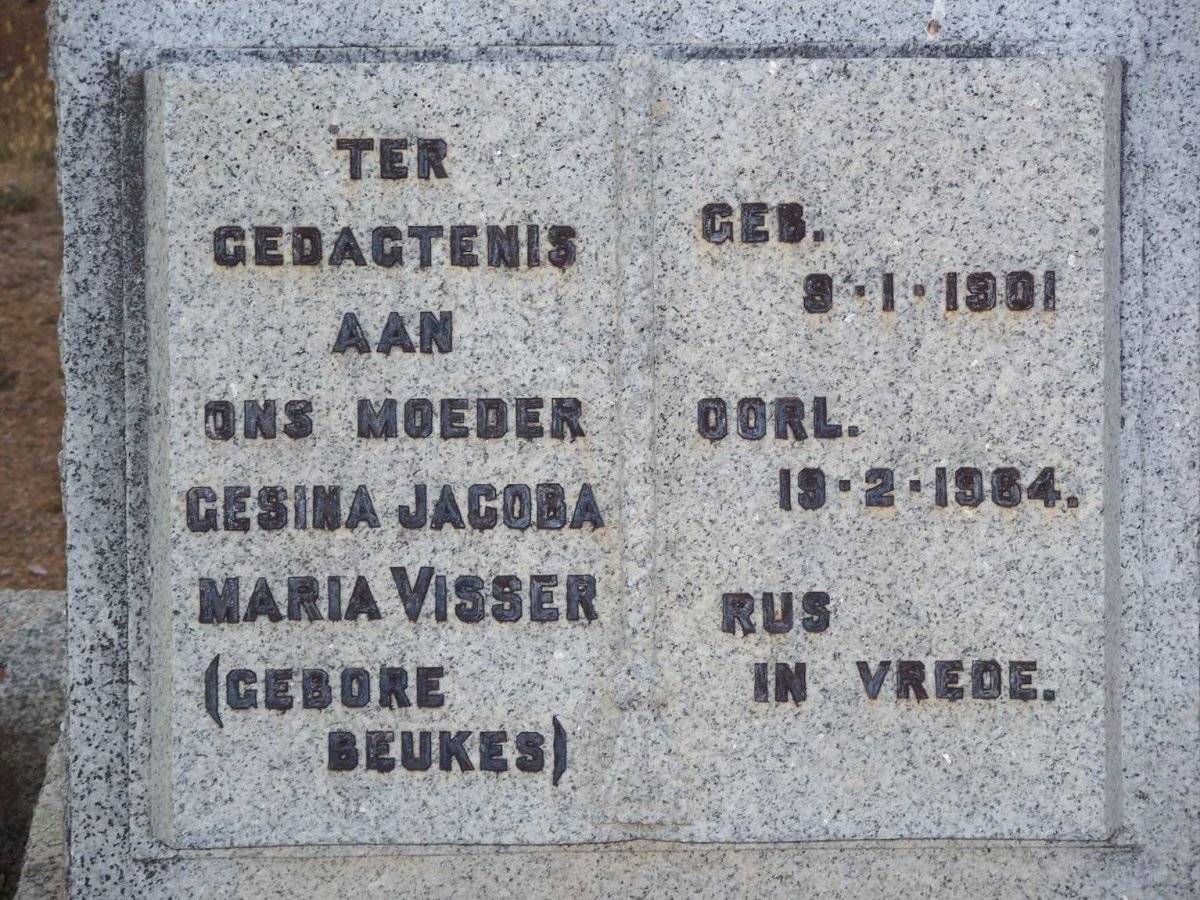 VISSER Gesina Jacoba Maria nee BEUKES 1901-1964