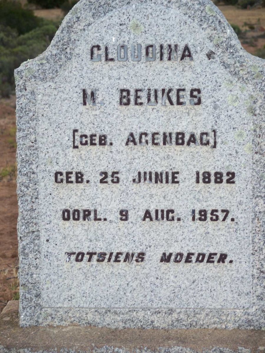 BEUKES Gloudina M. nee AGENBAG 1882-1957