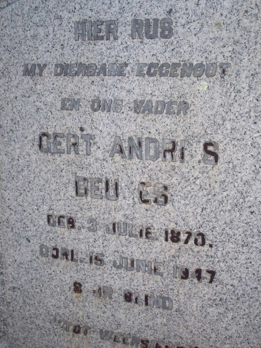 BEUKES Gert Andries 1870-1947