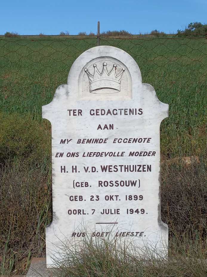 WESTHUIZEN H.H., van der nee ROSSOUW 1899-1949