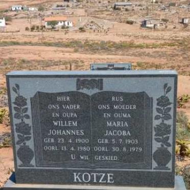 KOTZE Willem Johannes 1900-1980 &amp; Maria Jacoba 1903-1979