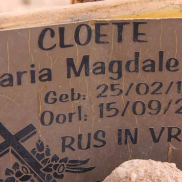 CLOETE Maria Magdalena 1947-2010