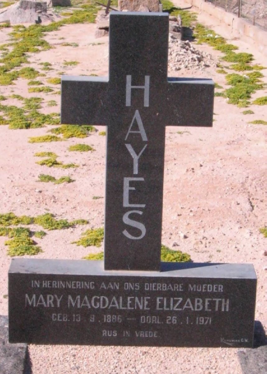 HAYES  Mary Magdalene Elizabeth 1886-1971