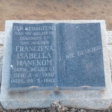 HANEKOM Franciena Isabella nee BEUKES 1930-1962
