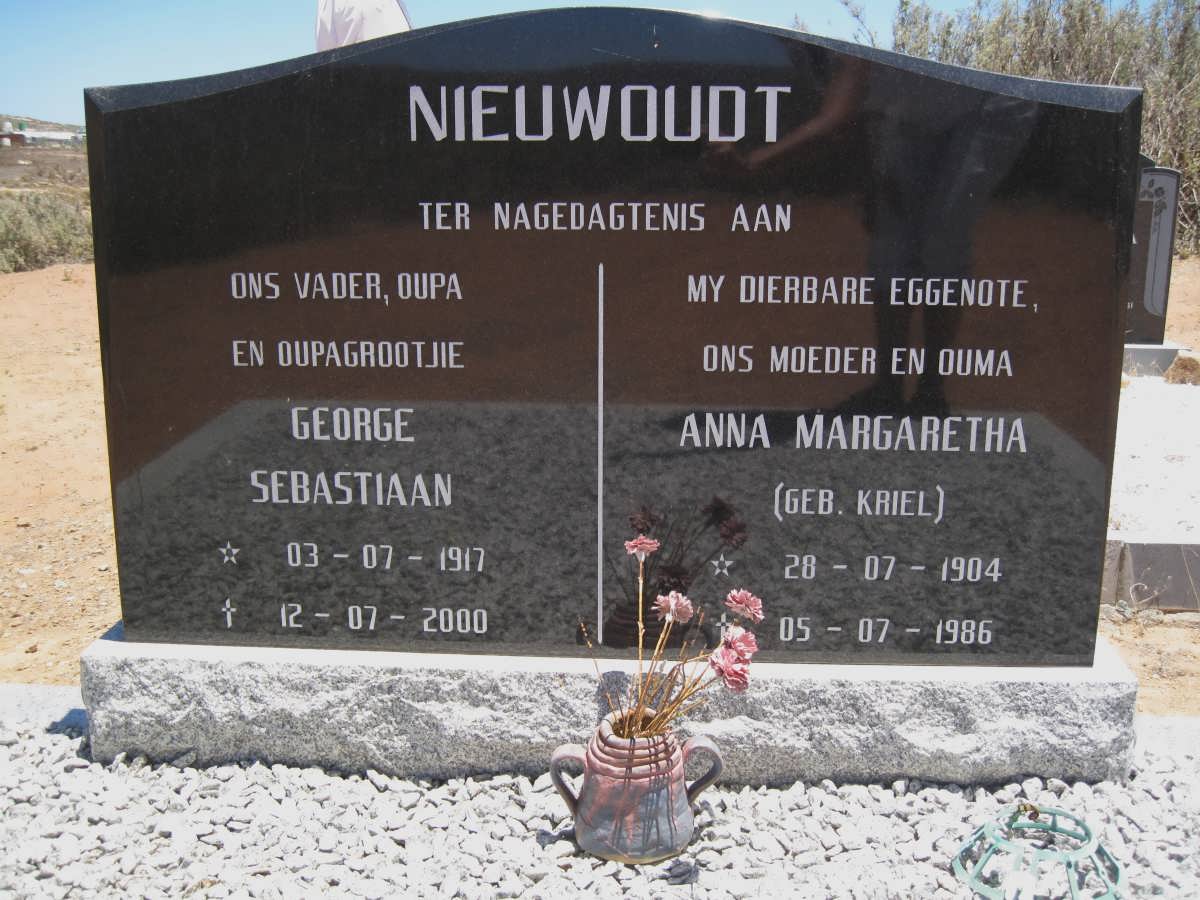 NIEUWOUDT George Sebastiaan &amp; Anna Margaretha KRIEL 1904-1986