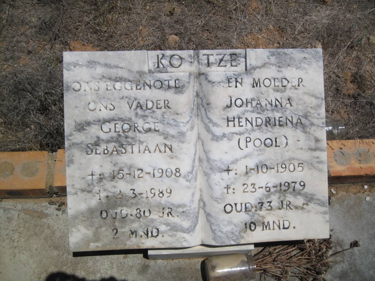 KOTZE George Sebastiaan 1908-1989 &amp;  Johanna Hendriena POOL 1905-1979