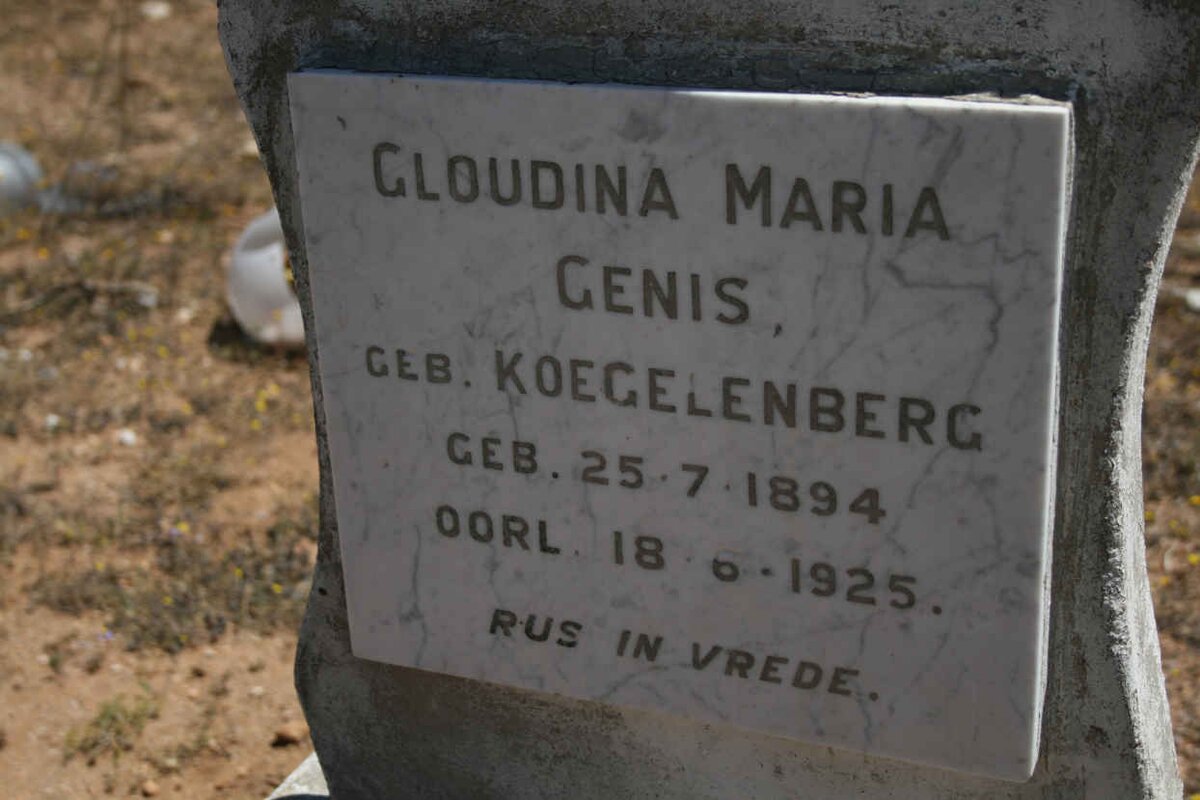 GENIS Gloudina Maria nee KOEGELENBERG 1894-1925