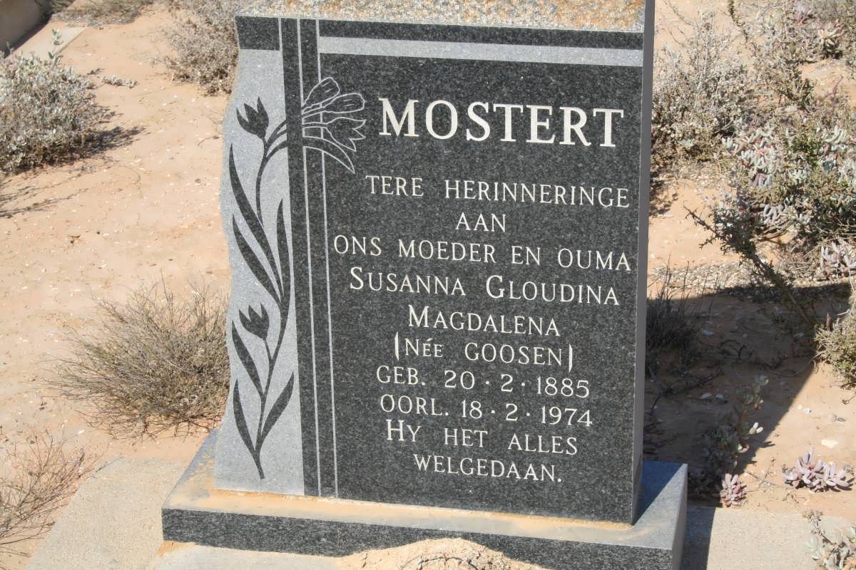 MOSTERT  Susanna Gloudina Magdalena nee GOOSEN 1885-1974