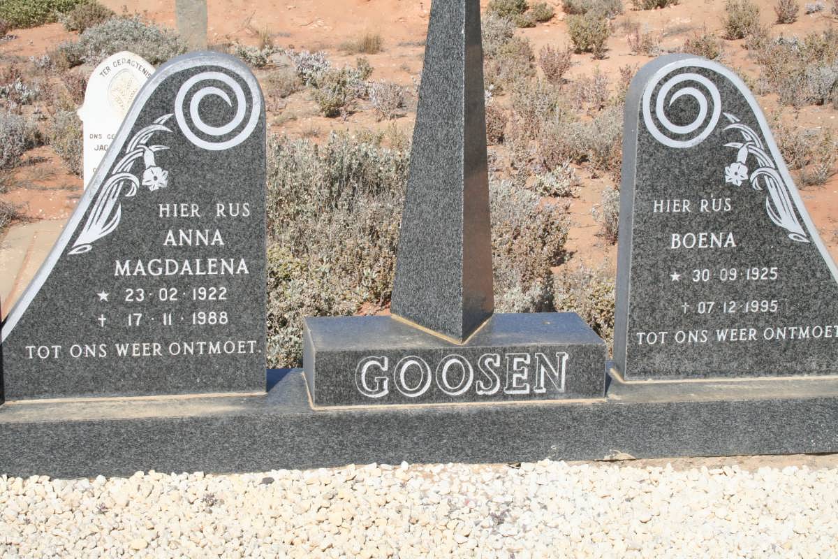 GOOSEN Boena 1925-1995 &amp; Anna Magdalena 1922-1988