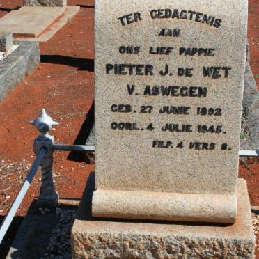 ASWEGEN Pieter J. de Wet, van 1892-1945