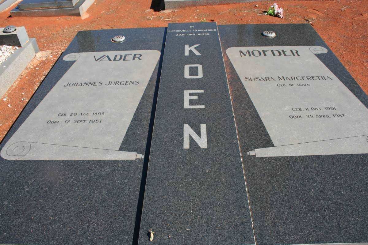 KOEN Johannes Jurgens 1898-1981 &amp;  Susara Margeretha DE JAGER  1901-1982