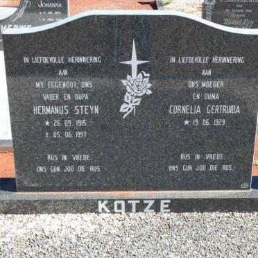 KOTZE Hermanus Steyn  1915-1997  &amp;  Cornelia Gertruida 1929-