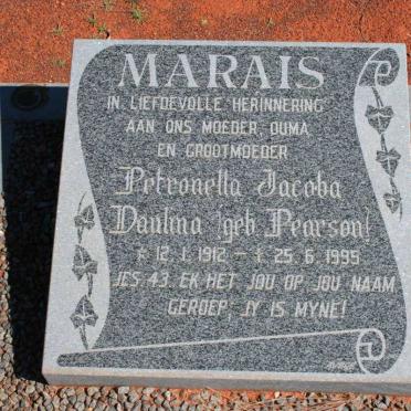 MARAIS Petronella Jacoba Daulina nee PEARSON 1912-1995