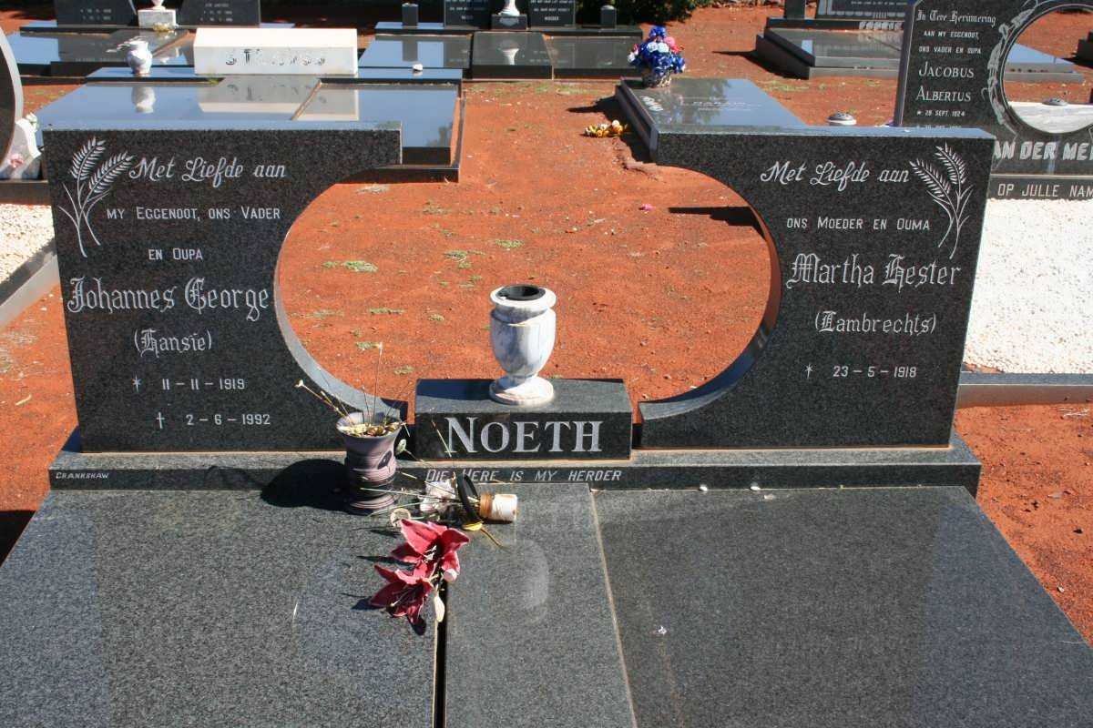 NOETH Johannes George 1919-1992 &amp; Martha Hester LAMBRECHTS 1918-