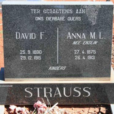 STRAUSS David F. 1880-1915 &amp; Anna M.L. ENSLIN  1875-1913