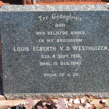 WESTHUIZEN Louis Egberth, van der 1916-1947
