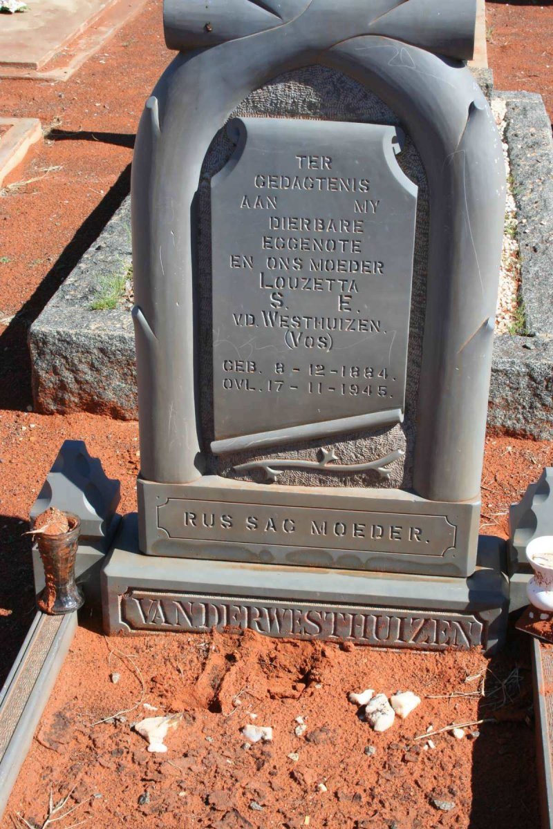 WESTHUIZEN Louzetta S.E., van der nee VOS 1884-1945